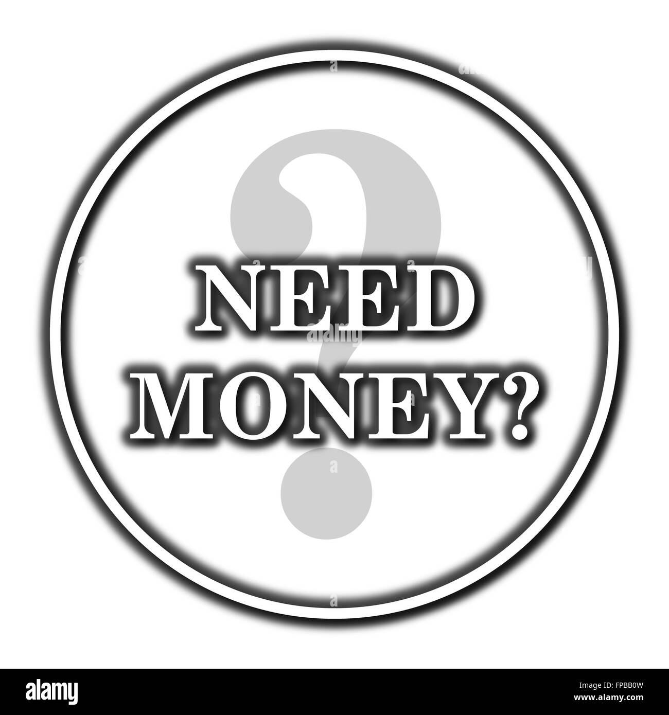 Need money icon. Internet button on white background Stock Photo - Alamy