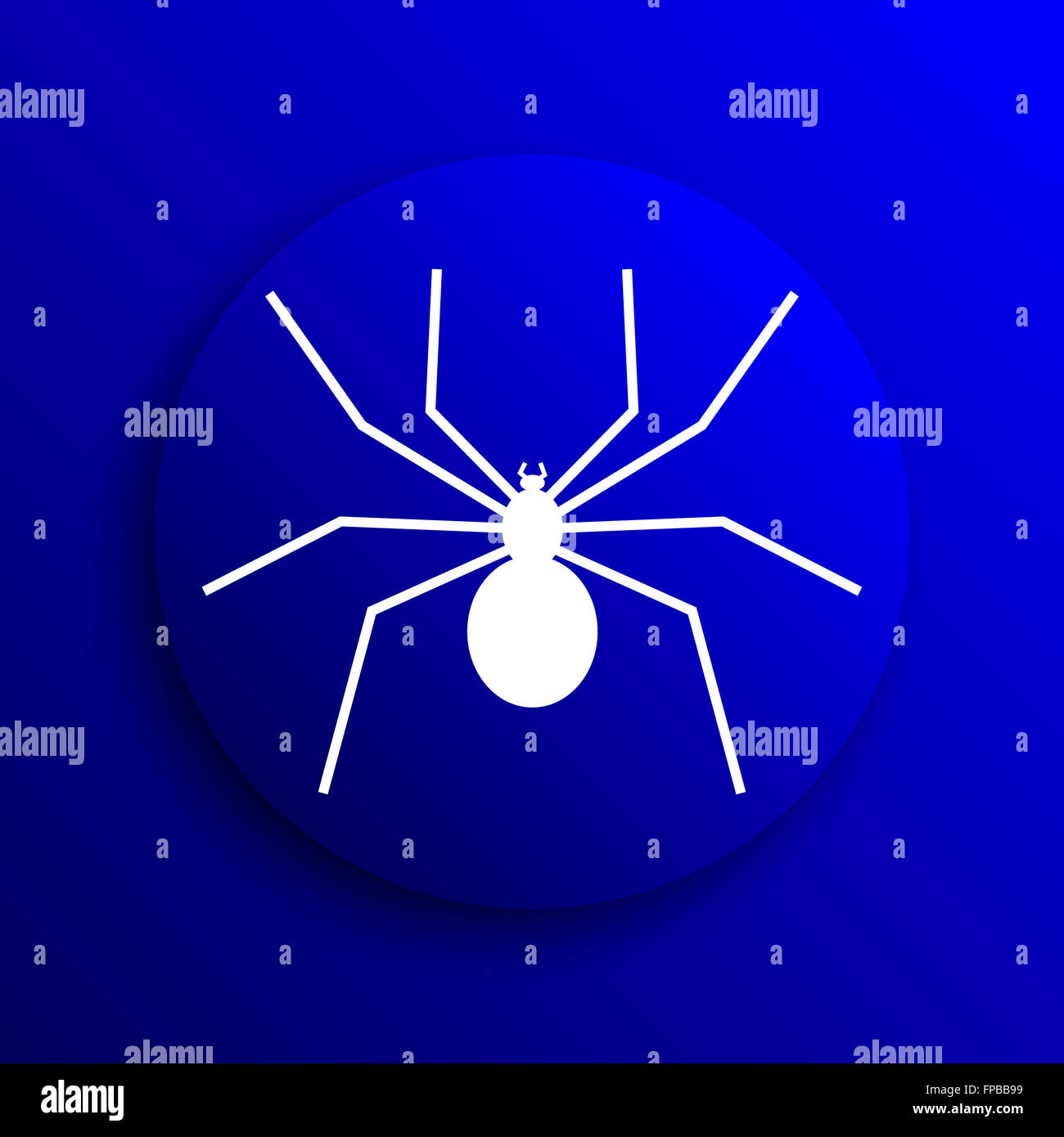 Spider icon. Internet button on blue background Stock Photo - Alamy