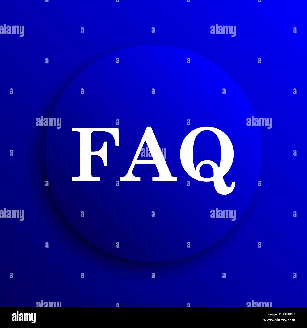 FAQ icon. Internet button on blue background Stock Photo - Alamy