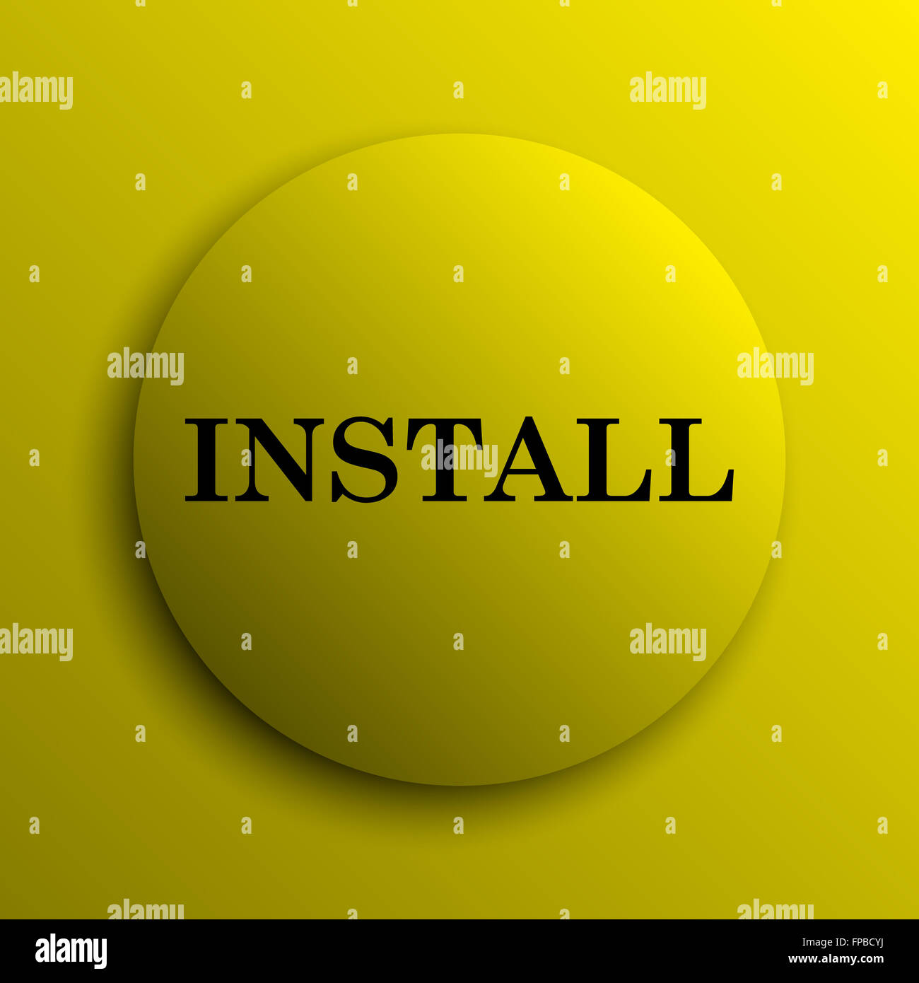 Install icon. Yellow internet button Stock Photo - Alamy