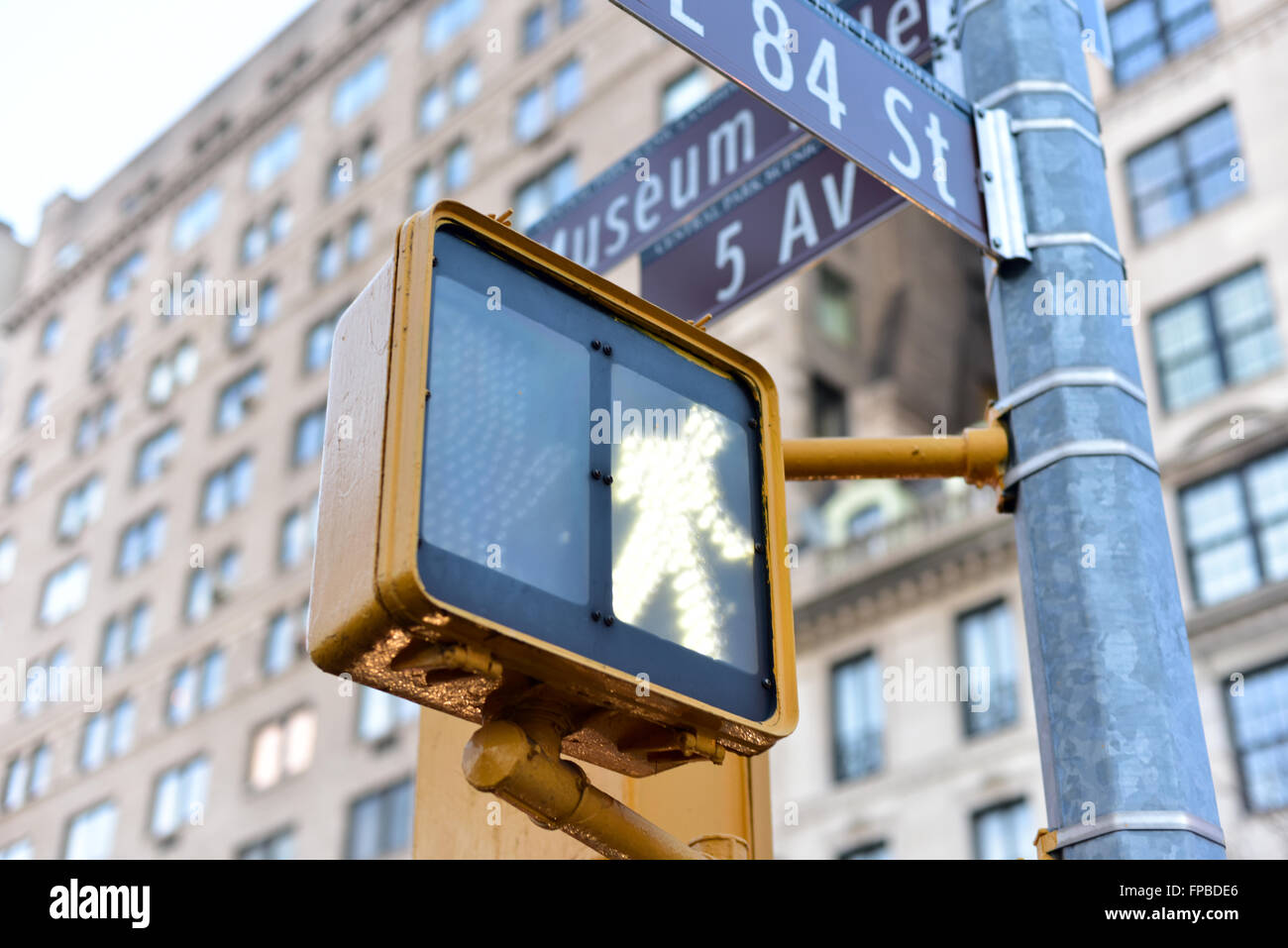 Street Signs along Museum Mile in New York City. Stock Photo