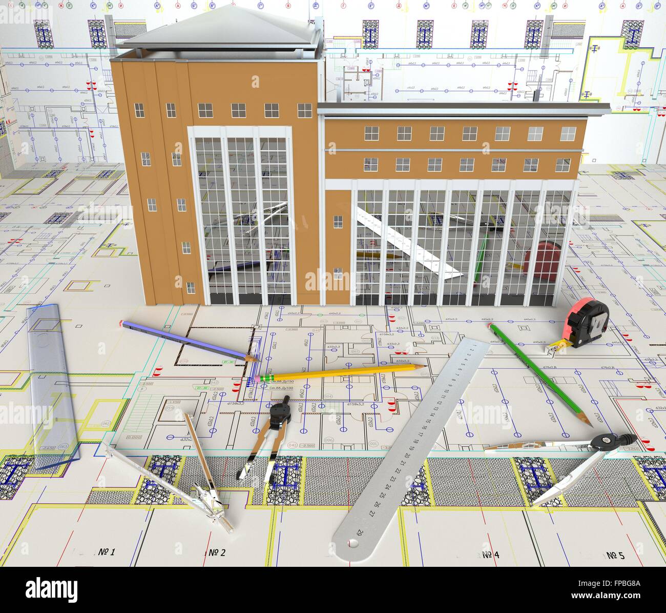 3D Rendering House Layout And Architectural Drawings Stock Photo - Alamy