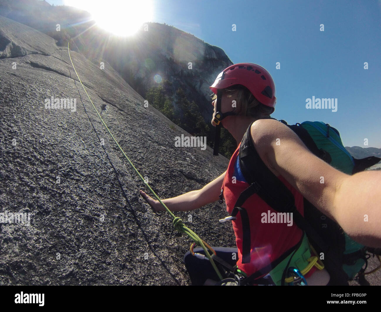 Climbing the Chief, in Squamish British Columbia Stock Photo