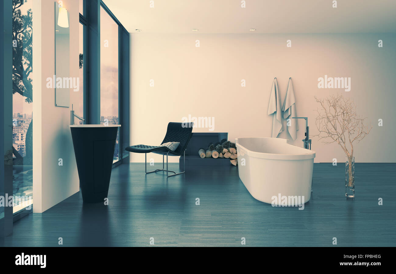 Modern Contemporary Luxury Bathroom Interior With Freestanding