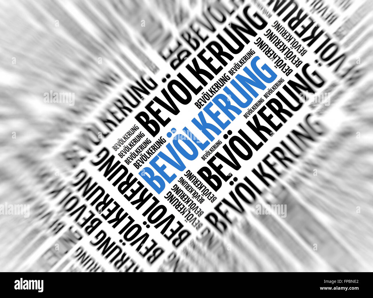 German marketing background - Bevölkerung (Population) - blur and focus Stock Photo