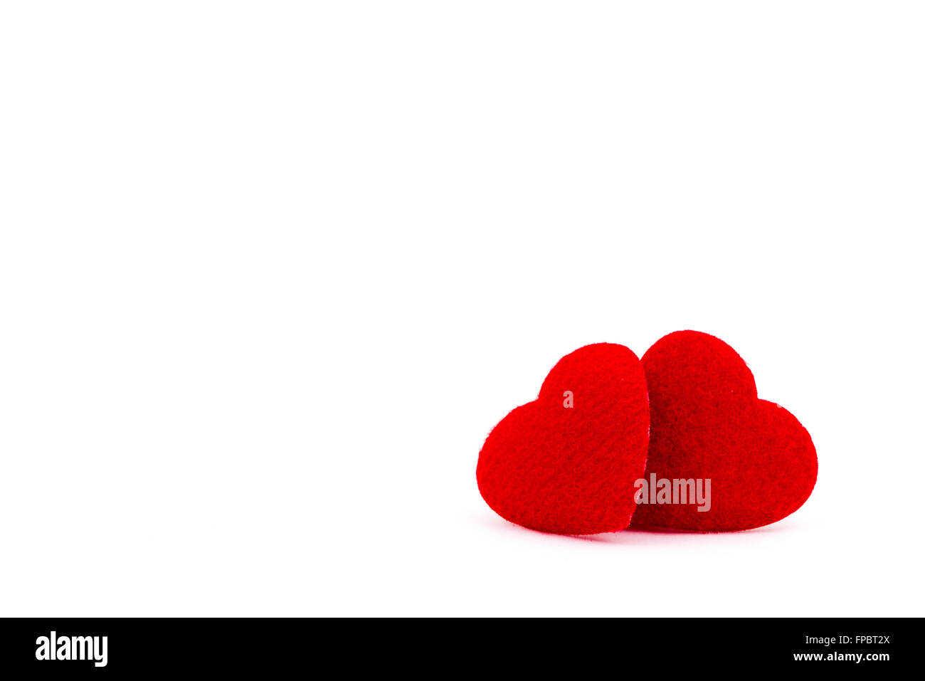 Two red hearts isolated on white background, copy space available Stock ...