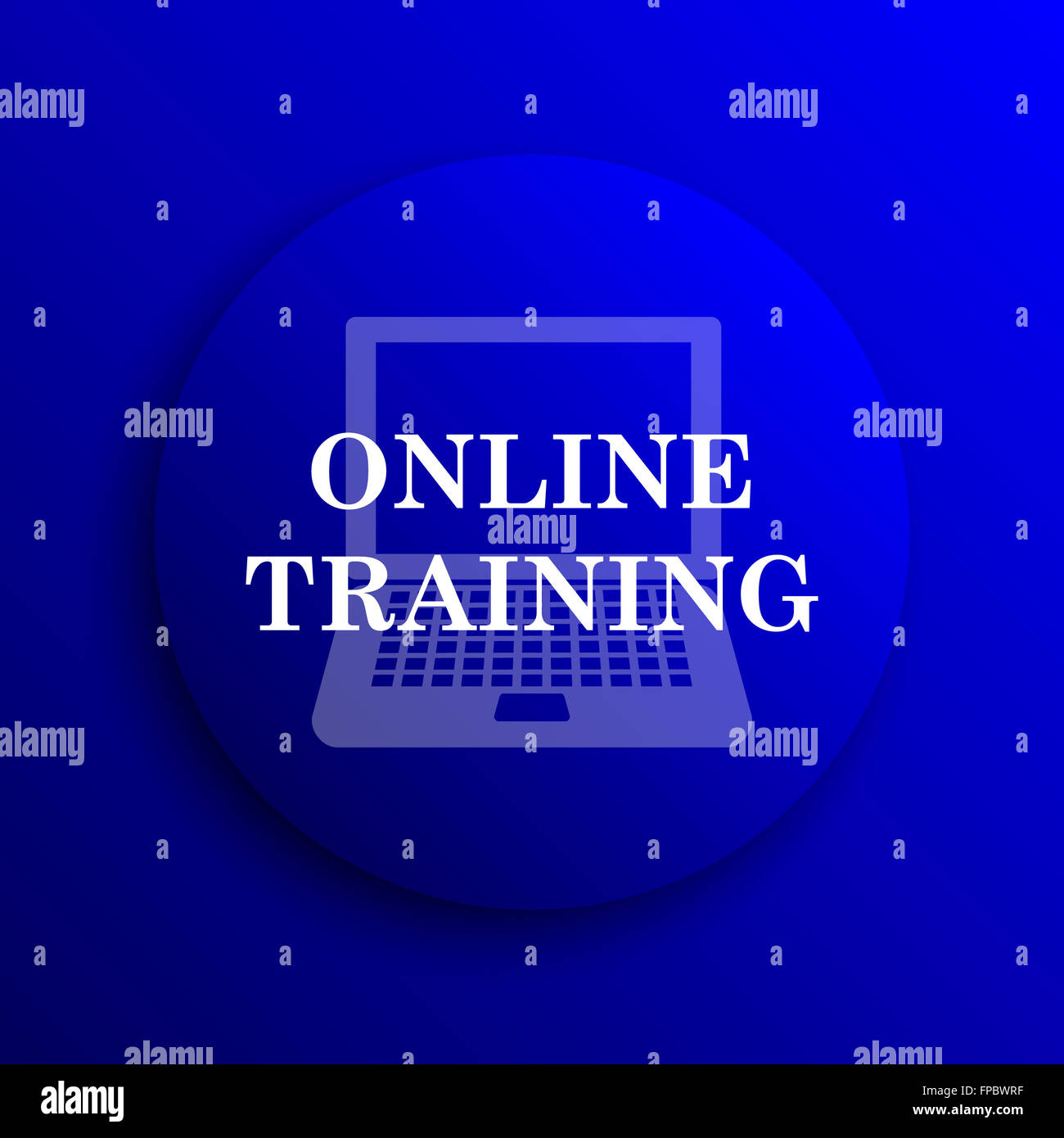 Online training icon. Internet button on blue background Stock Photo ...
