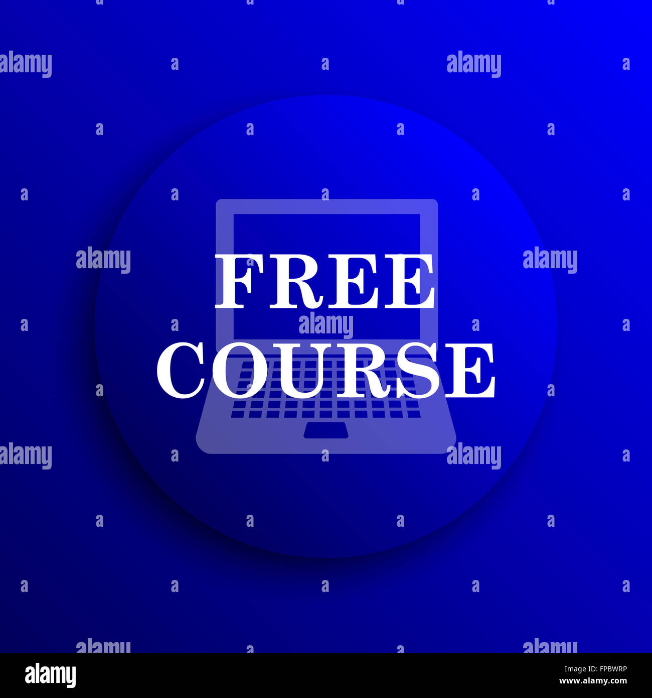 Free course icon. Internet button on blue background Stock Photo - Alamy