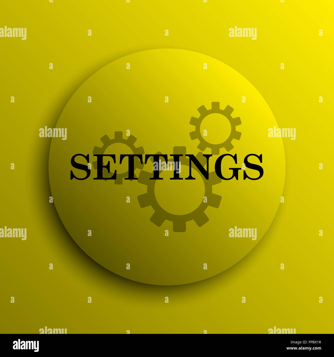 Settings icon. Yellow internet button Stock Photo - Alamy