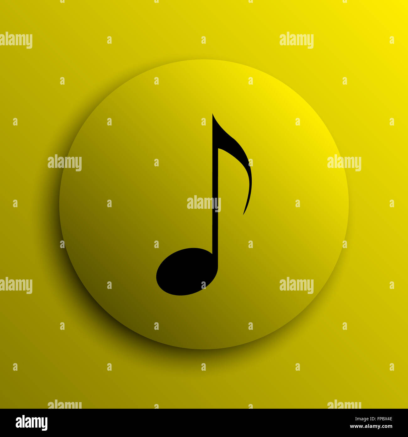 Musical note icon. Yellow internet button Stock Photo - Alamy