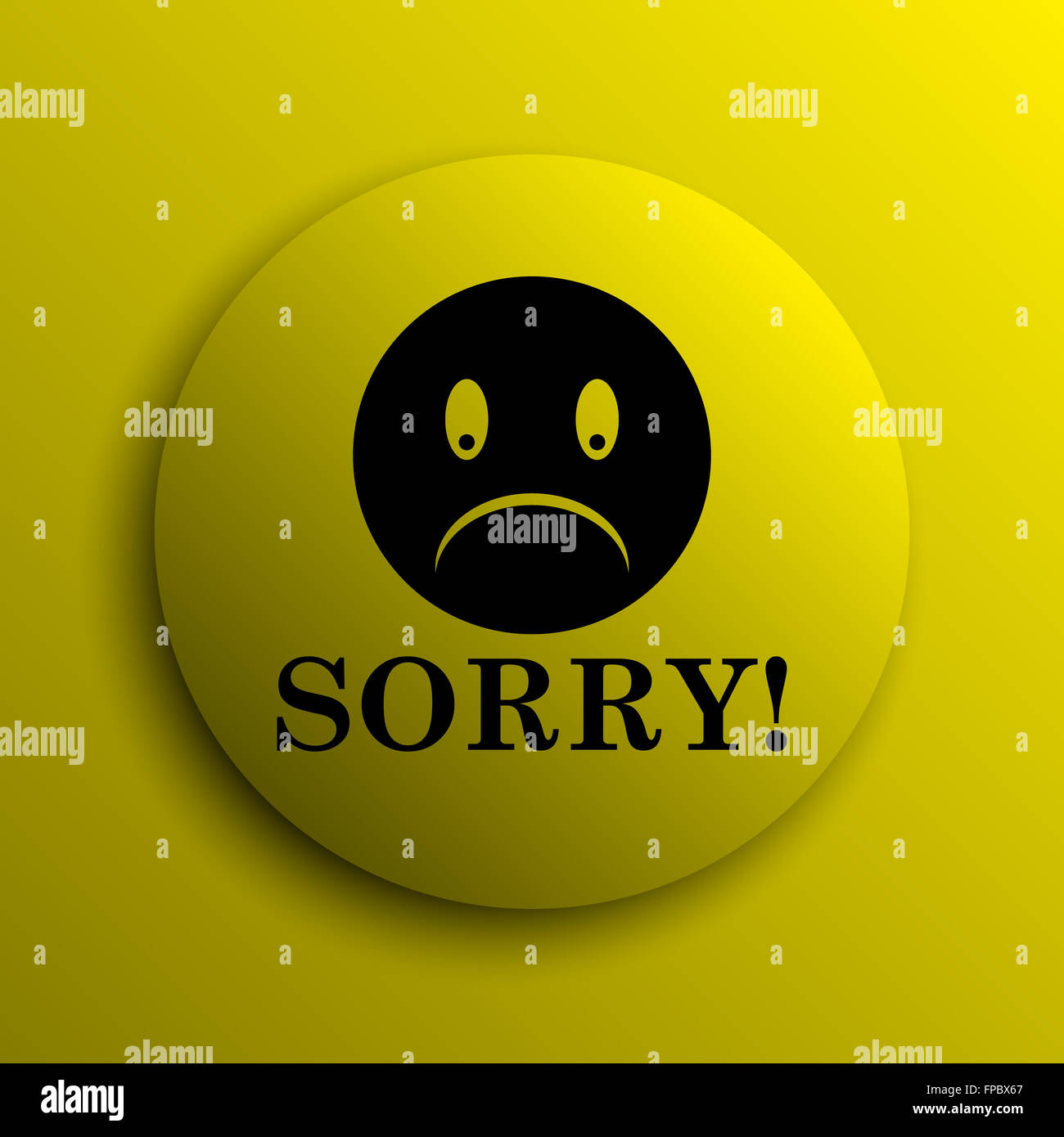 Sorry icon. Yellow internet button Stock Photo - Alamy
