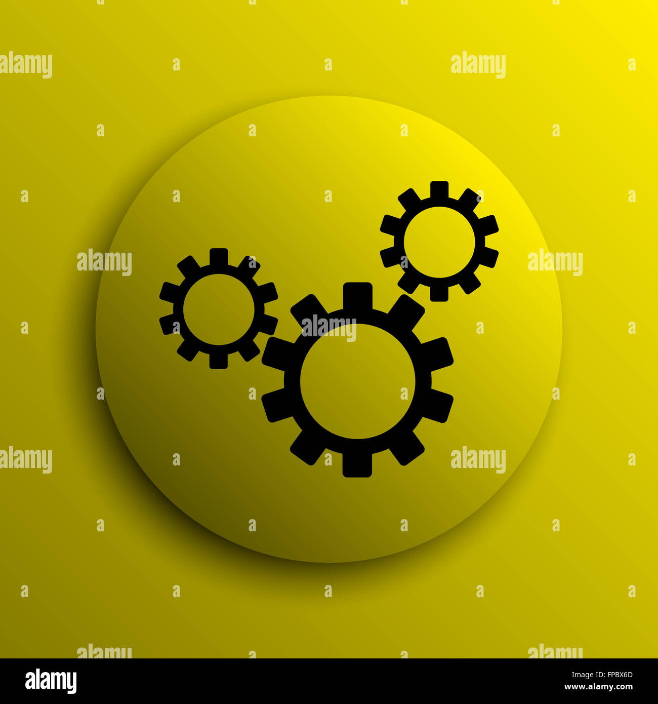 Settings icon. Yellow internet button Stock Photo - Alamy