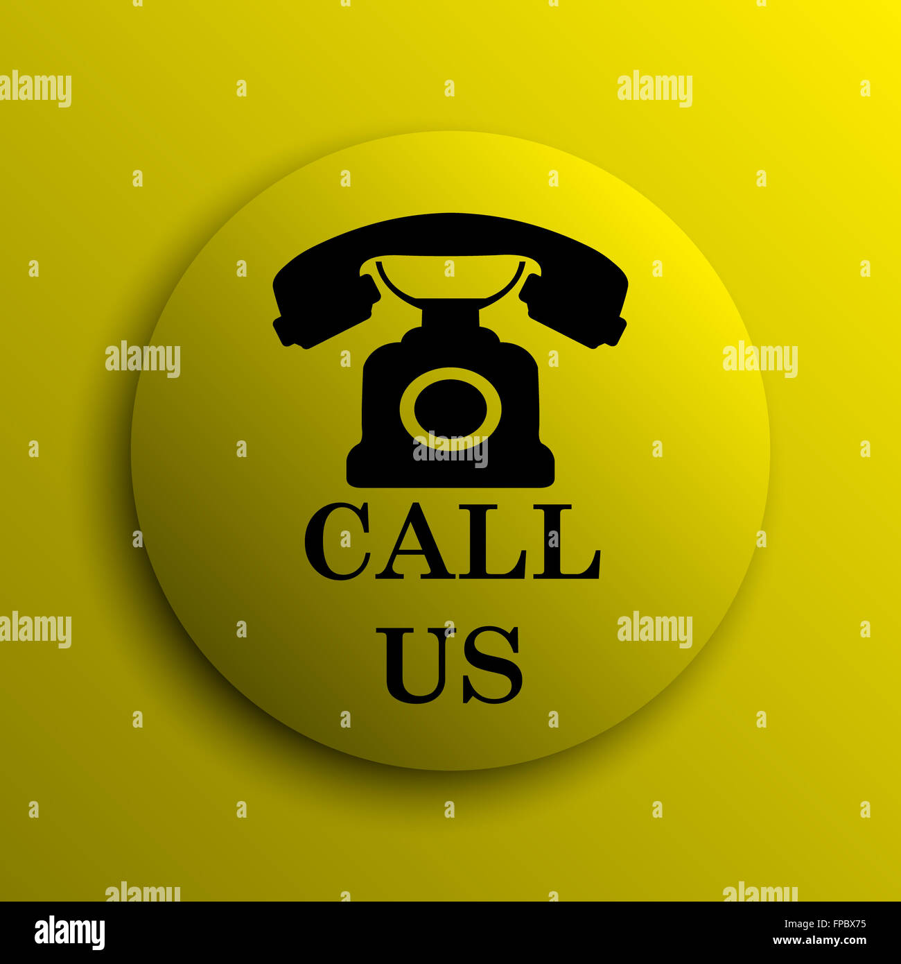 Call us icon. Yellow internet button Stock Photo - Alamy