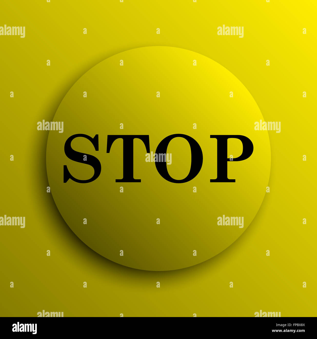 Stop icon. Yellow internet button Stock Photo - Alamy