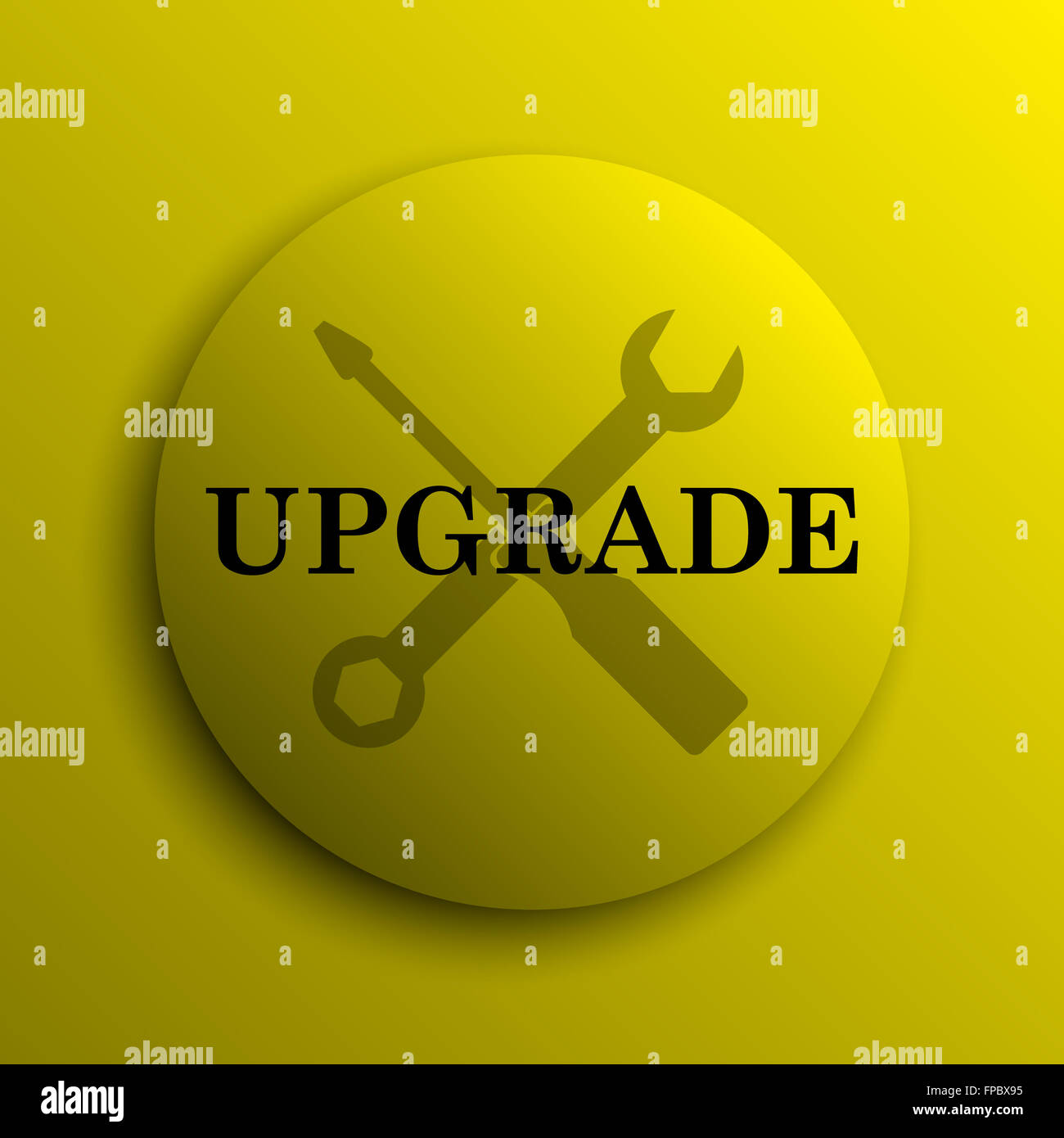 Upgrade icon. Yellow internet button Stock Photo - Alamy