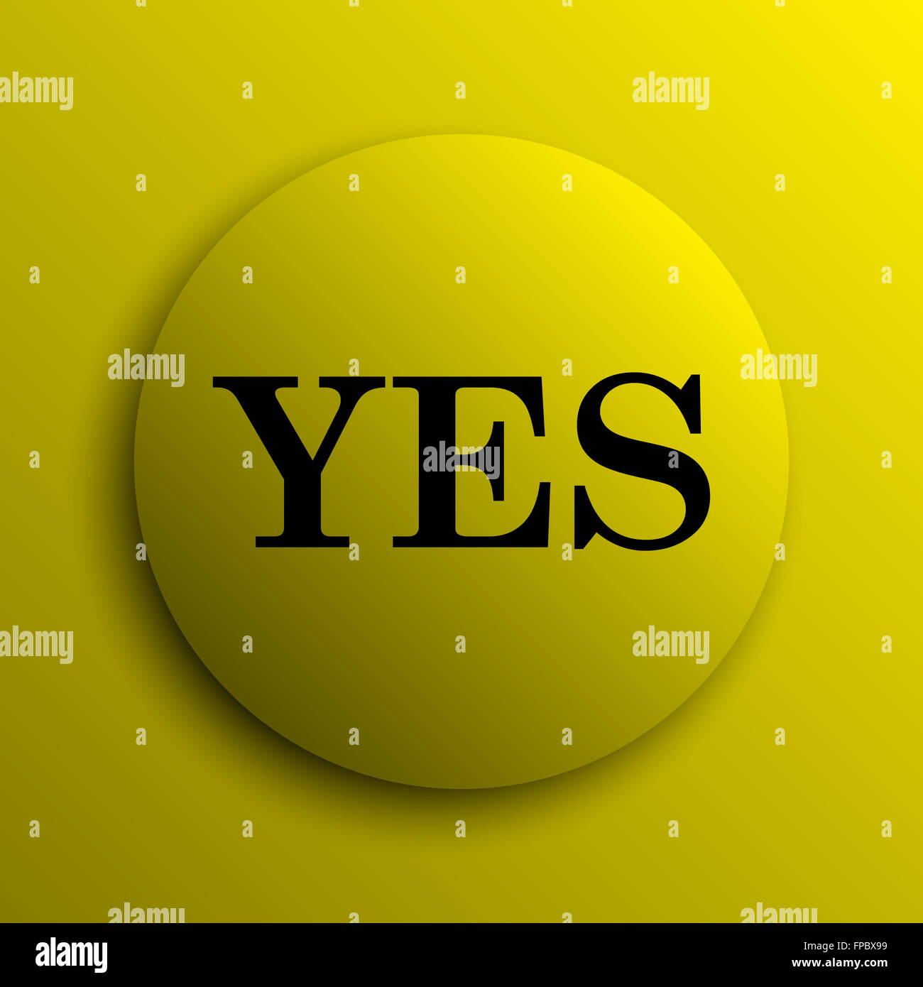 Yes icon. Yellow internet button Stock Photo - Alamy