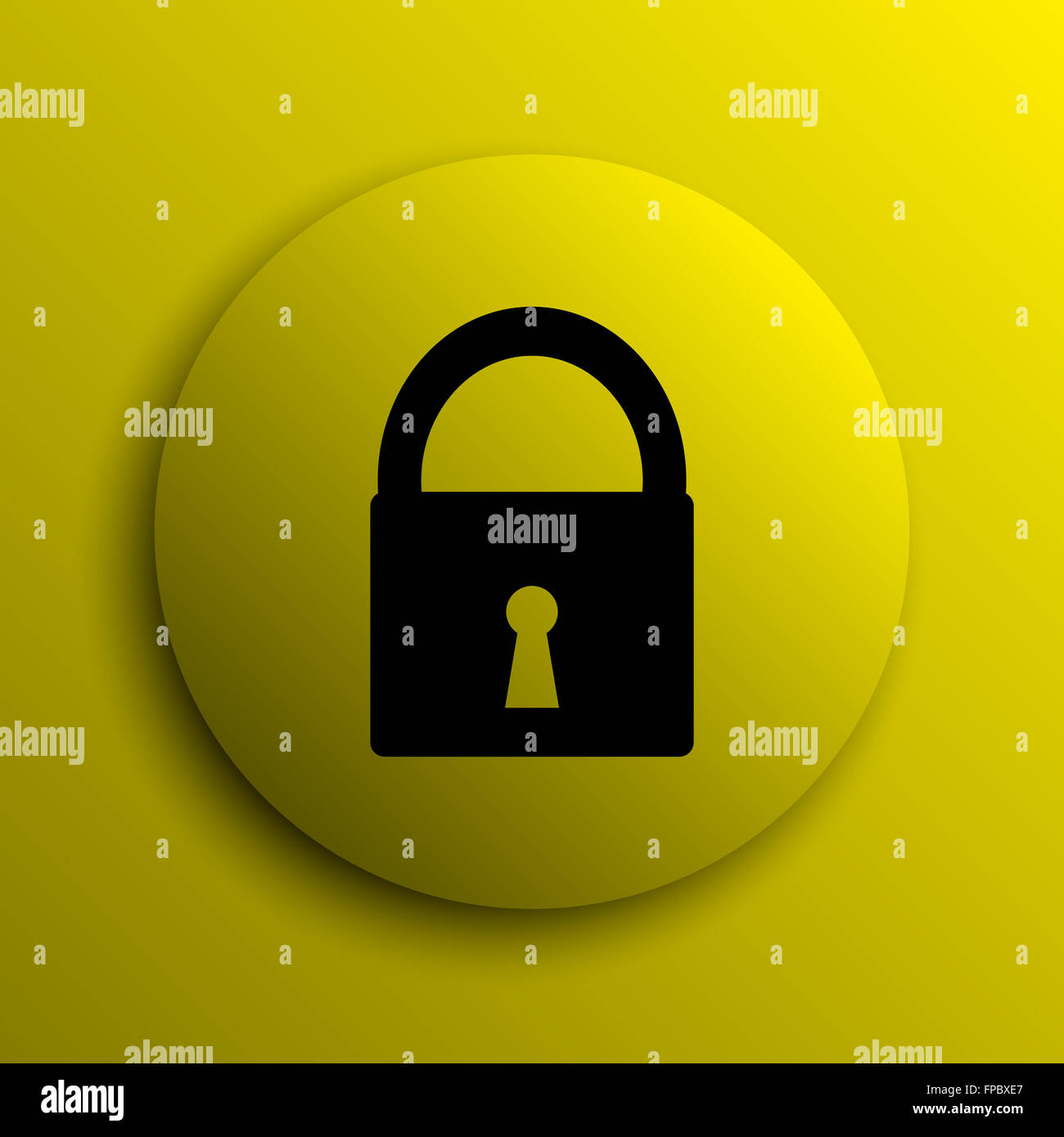 Lock icon. Yellow internet button Stock Photo - Alamy