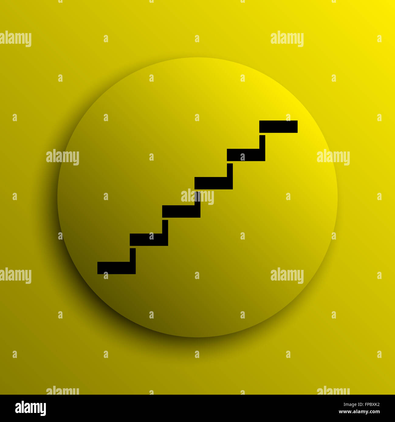 Stairs icon. Yellow internet button Stock Photo - Alamy