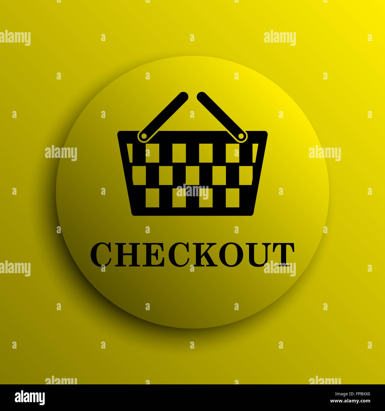 Checkout icon. Yellow internet button Stock Photo - Alamy