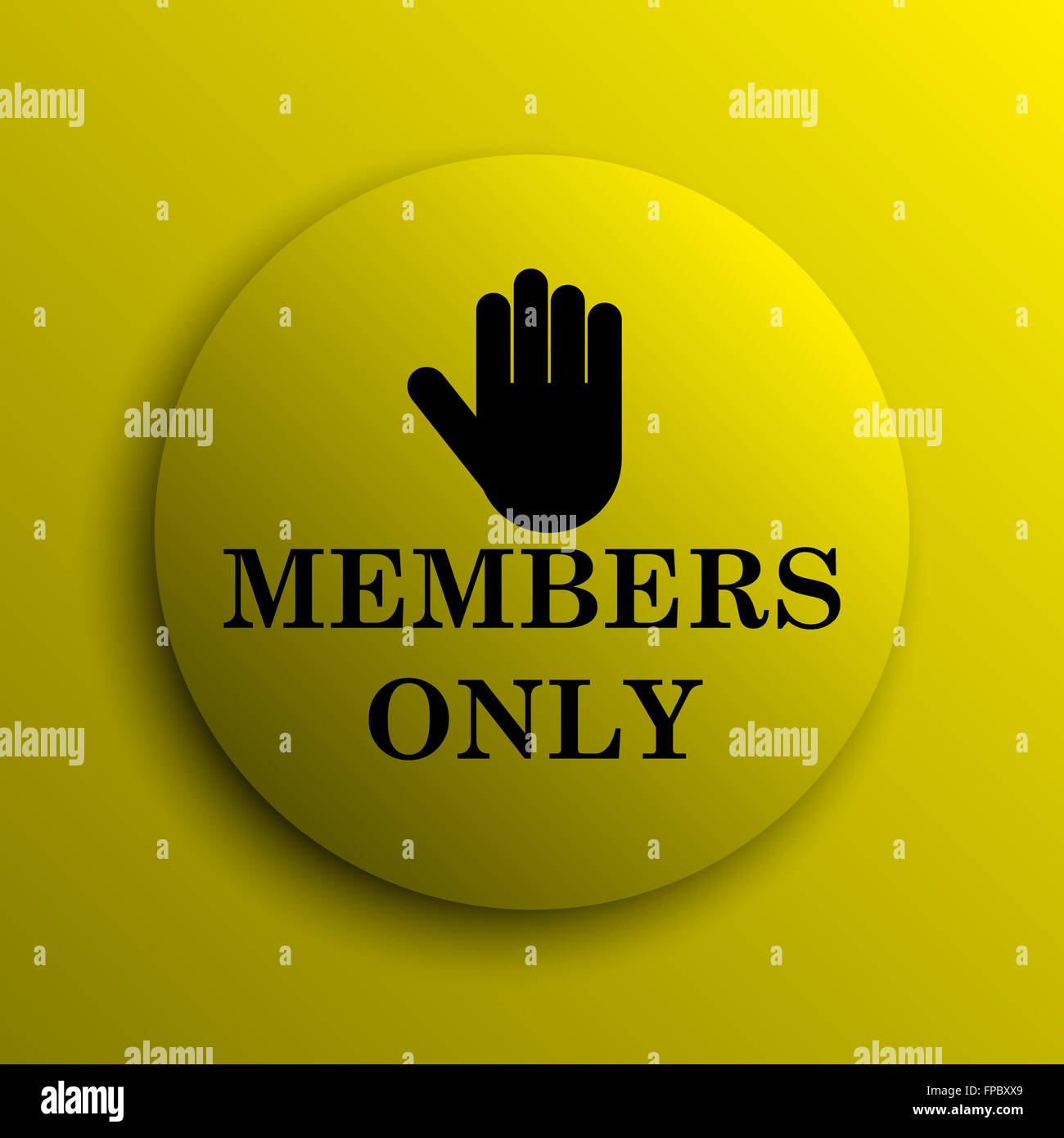 Members only icon. Yellow internet button Stock Photo - Alamy