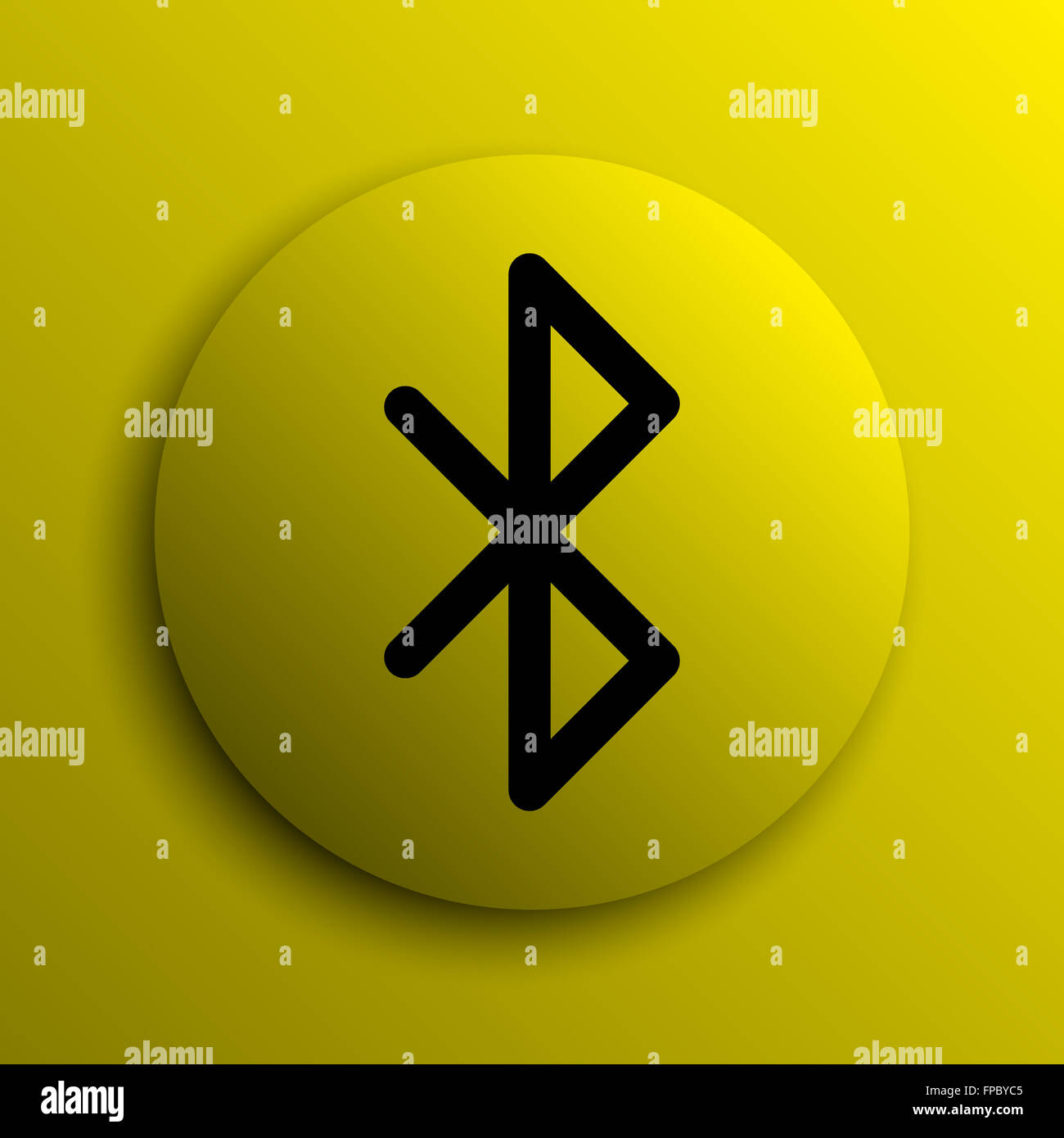 Bluetooth icon. Yellow internet button. Stock Photo