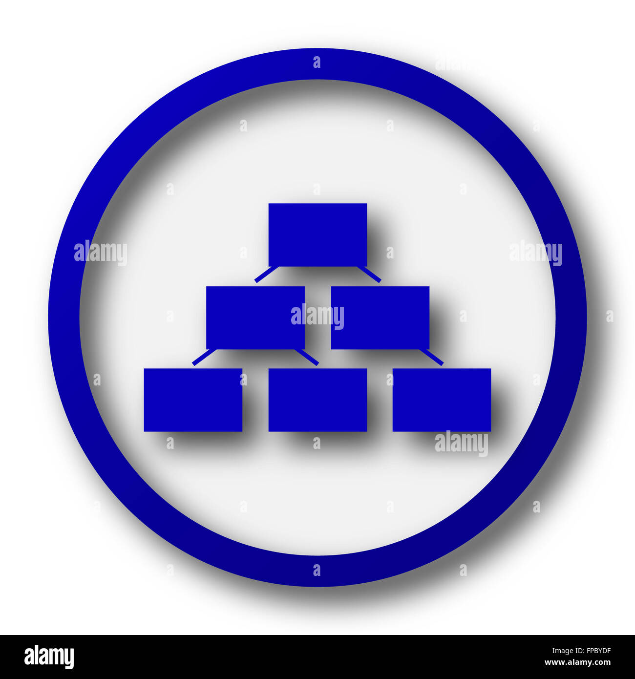 Organizational chart icon. Blue internet button on white background ...
