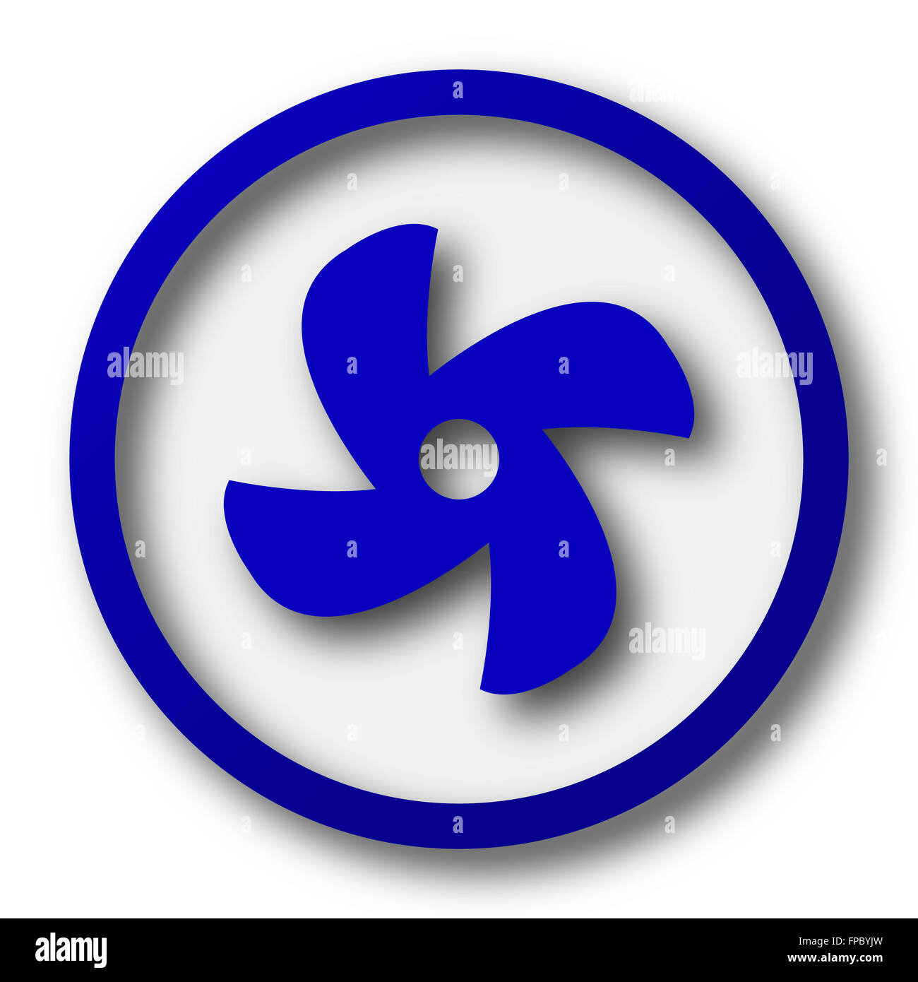 Fan icon. Blue internet button on white background Stock Photo - Alamy