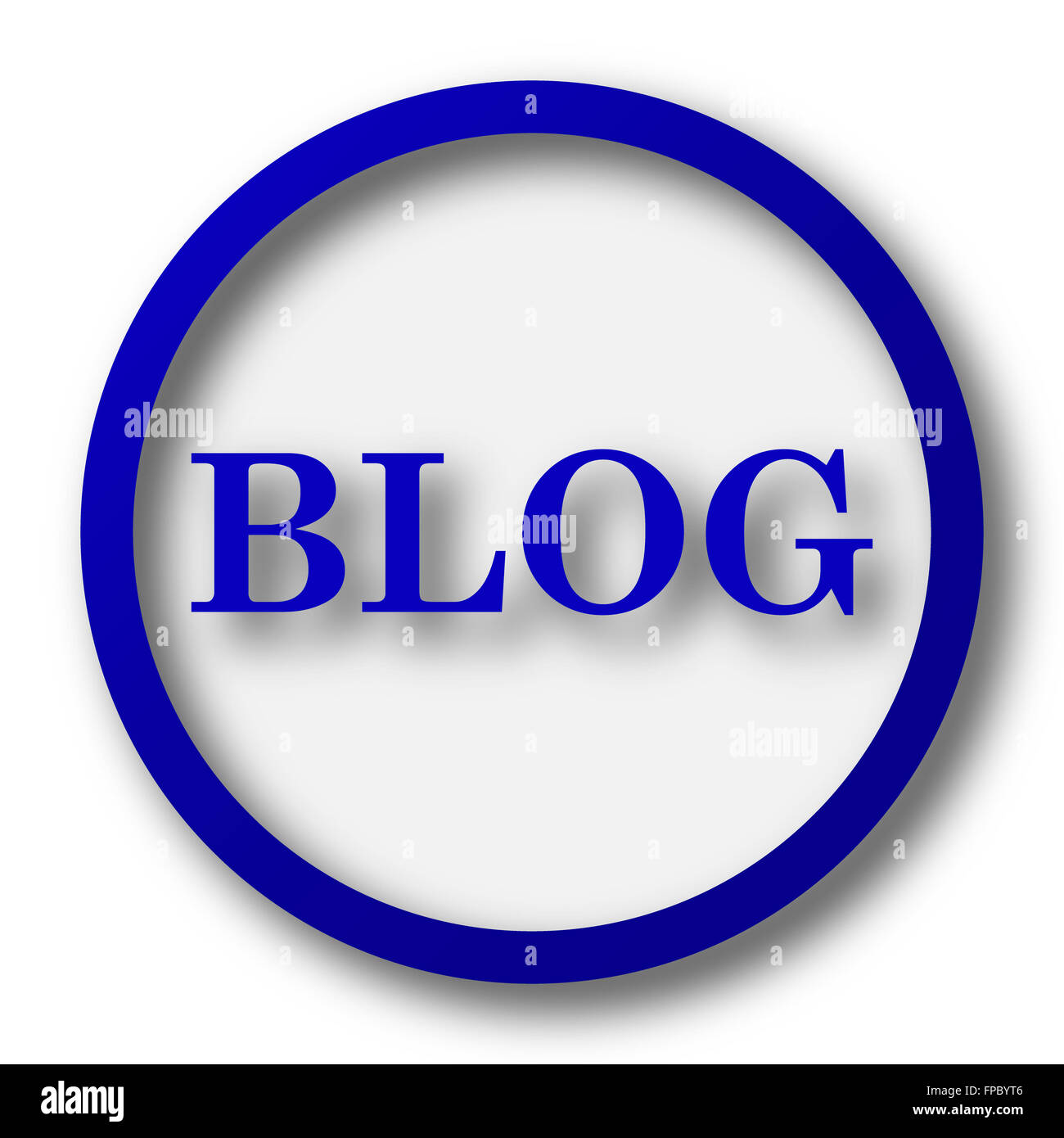 Blog icon. Blue internet button on white background Stock Photo - Alamy