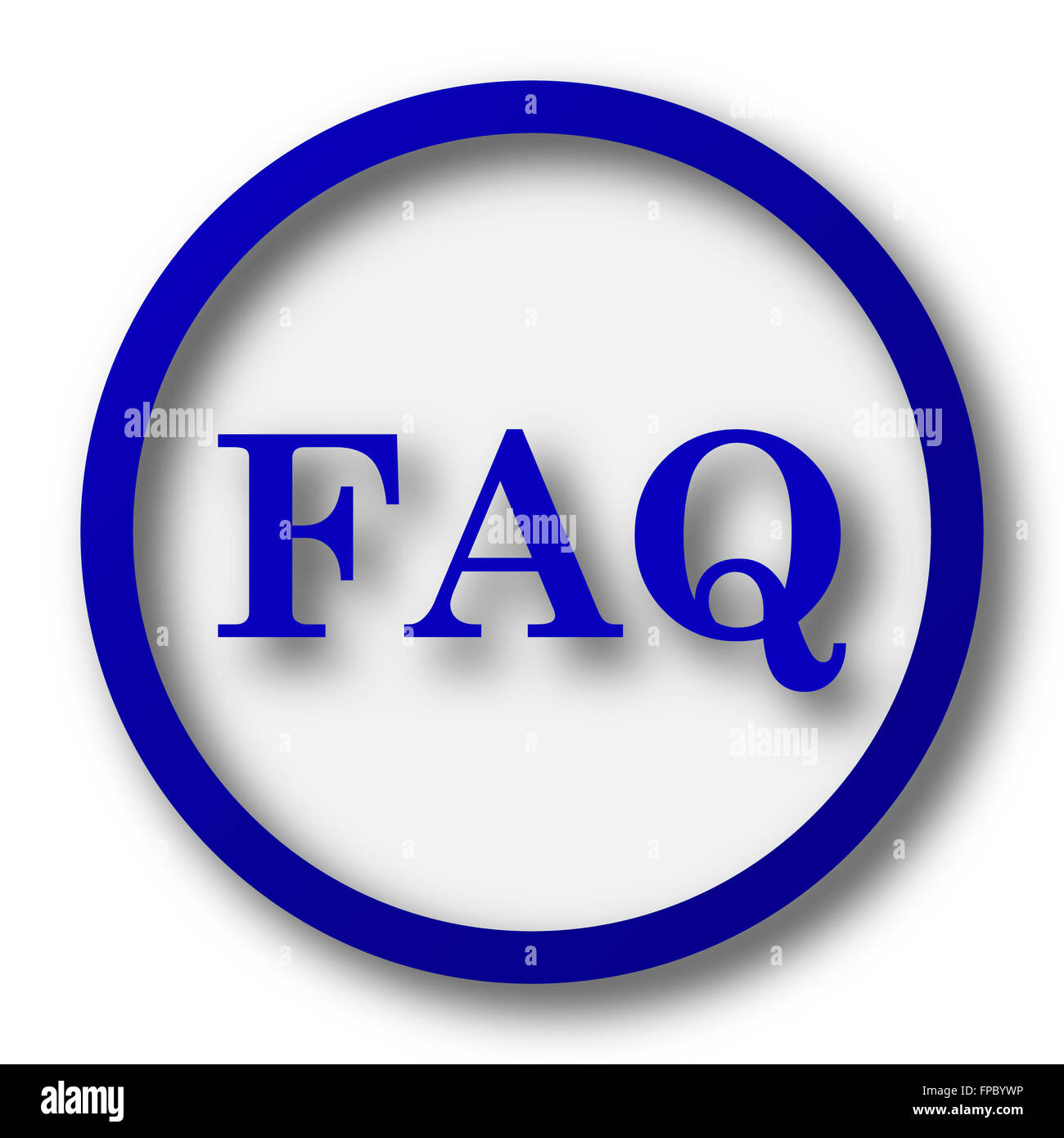 FAQ icon. Blue internet button on white background Stock Photo - Alamy