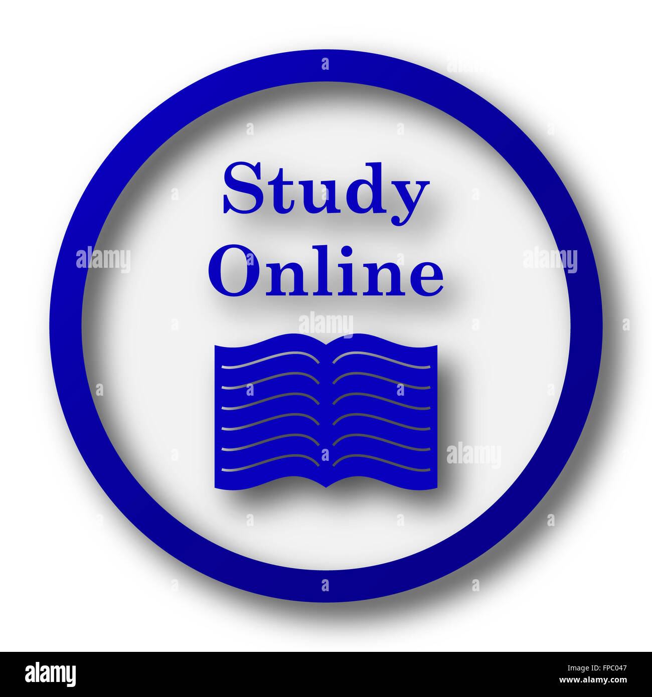 Study online icon. Blue internet button on white background Stock Photo ...