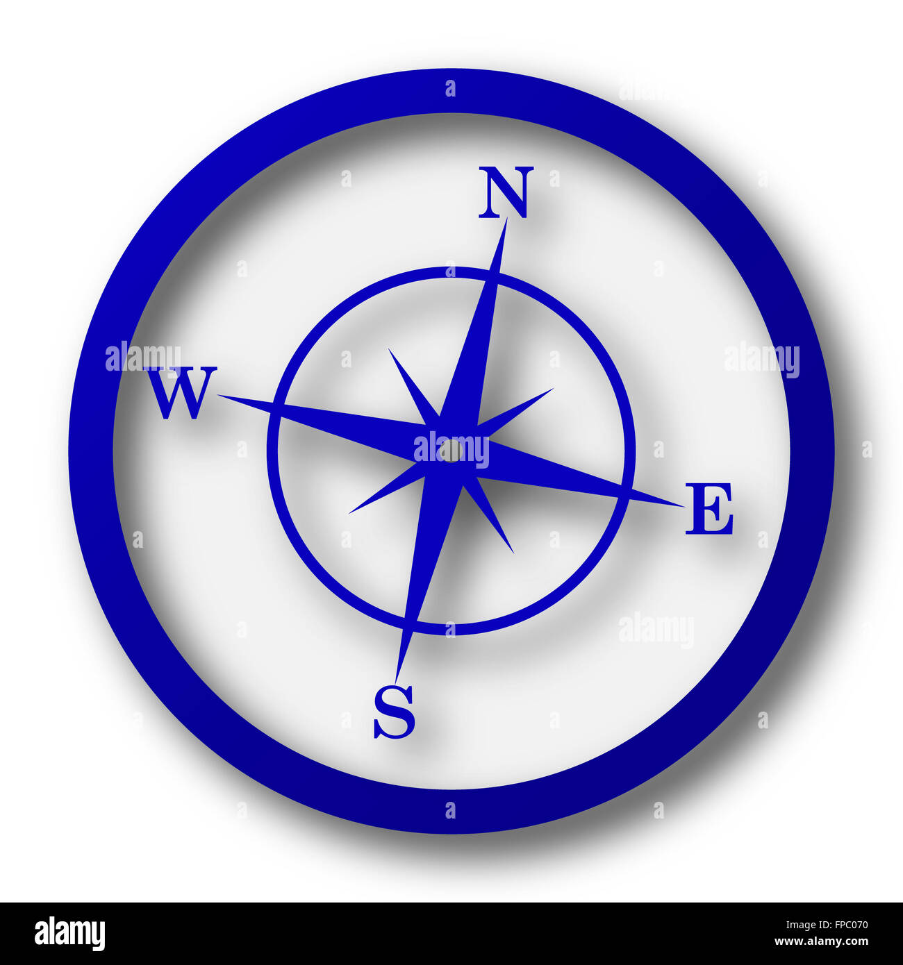 Compass icon. Blue button on white background Stock Photo Alamy