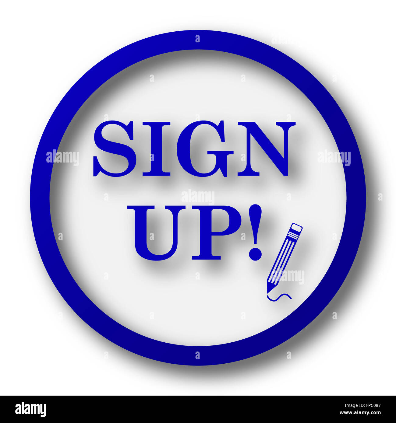 Sign up icon. Blue button on white background Stock Photo Alamy