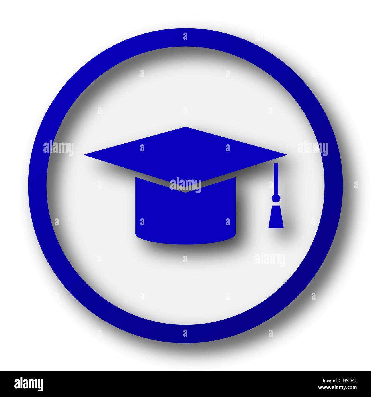 Graduation icon. Blue internet button on white background Stock Photo ...