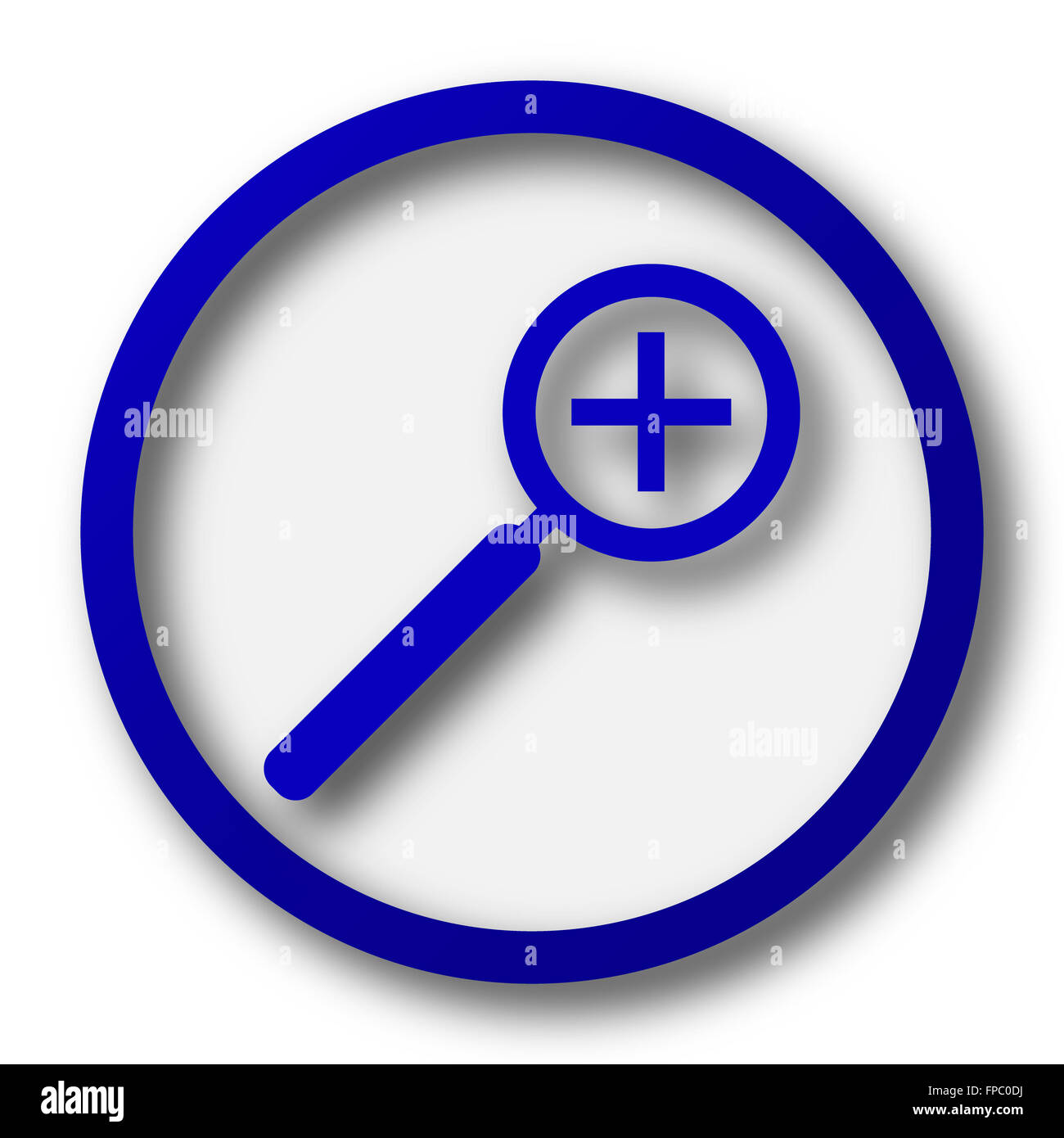 Zoom in icon. Blue internet button on white background Stock Photo - Alamy