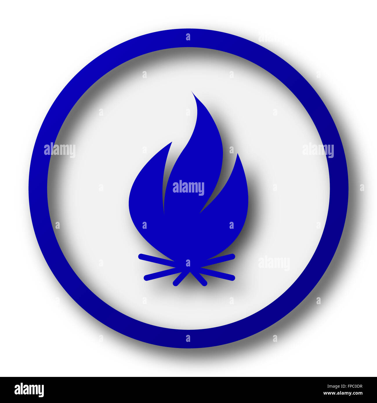Fire icon. Blue internet button on white background Stock Photo - Alamy