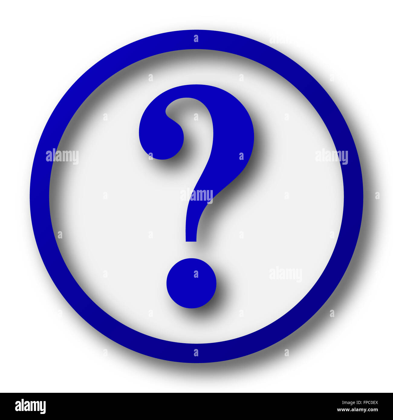 Question mark icon. Blue internet button on white background Stock ...