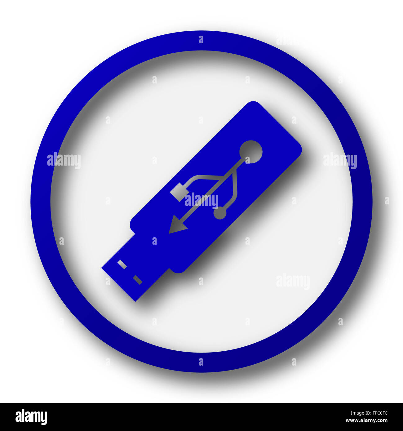 Usb flash drive icon. Blue internet button on white background Stock ...