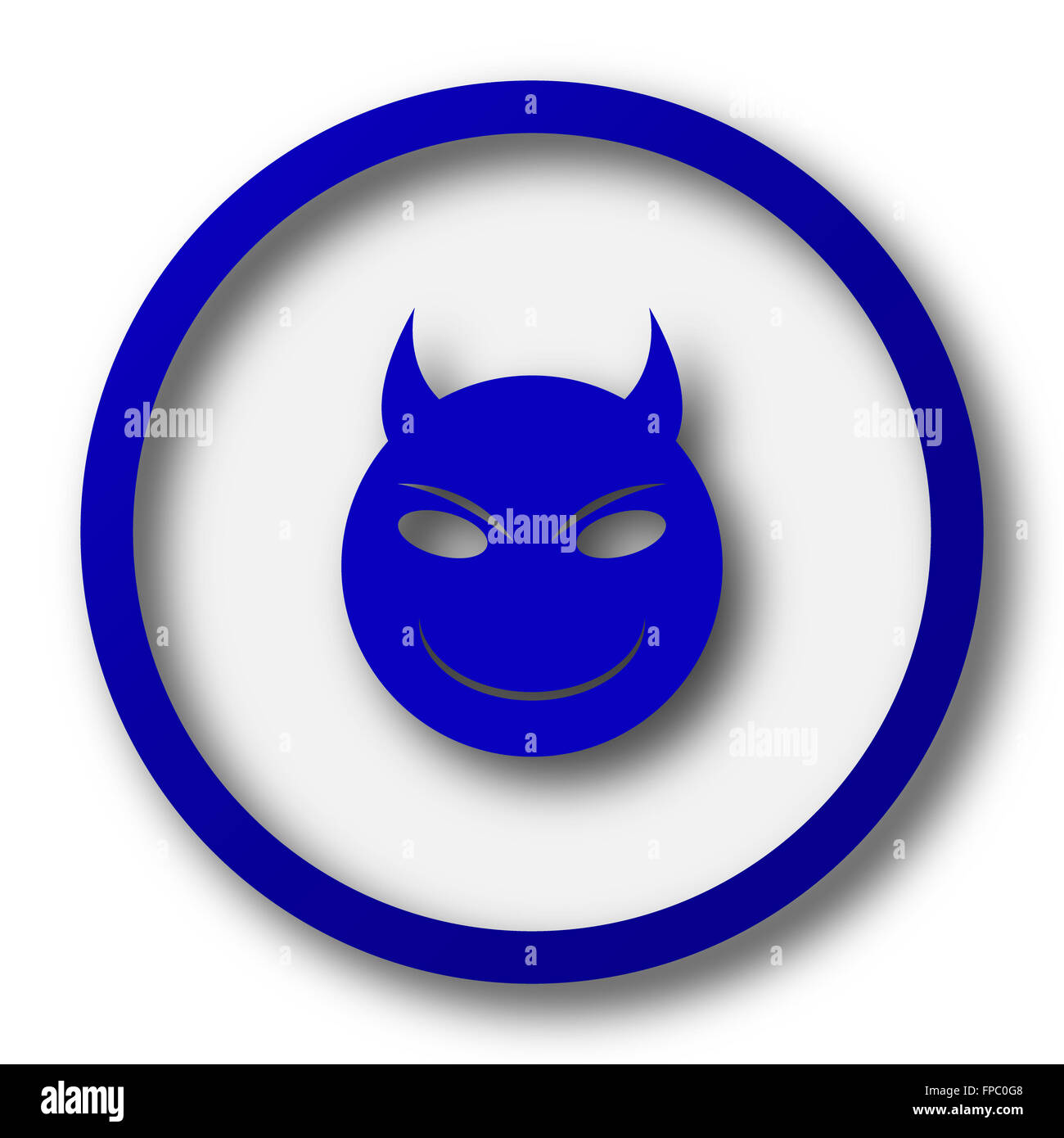 Evil icon. Blue internet button on white background Stock Photo - Alamy