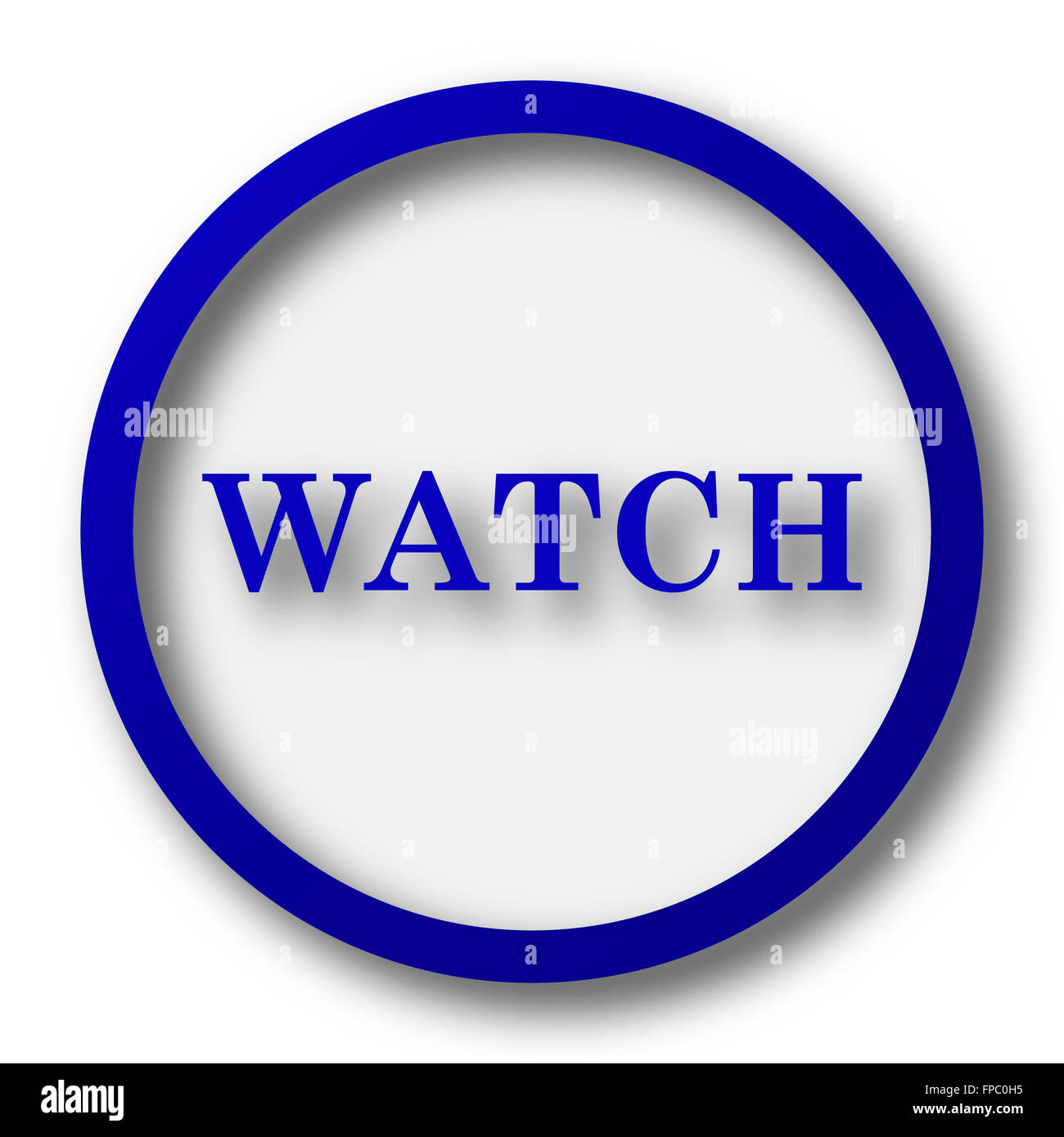 Watch icon. Blue internet button on white background Stock Photo - Alamy