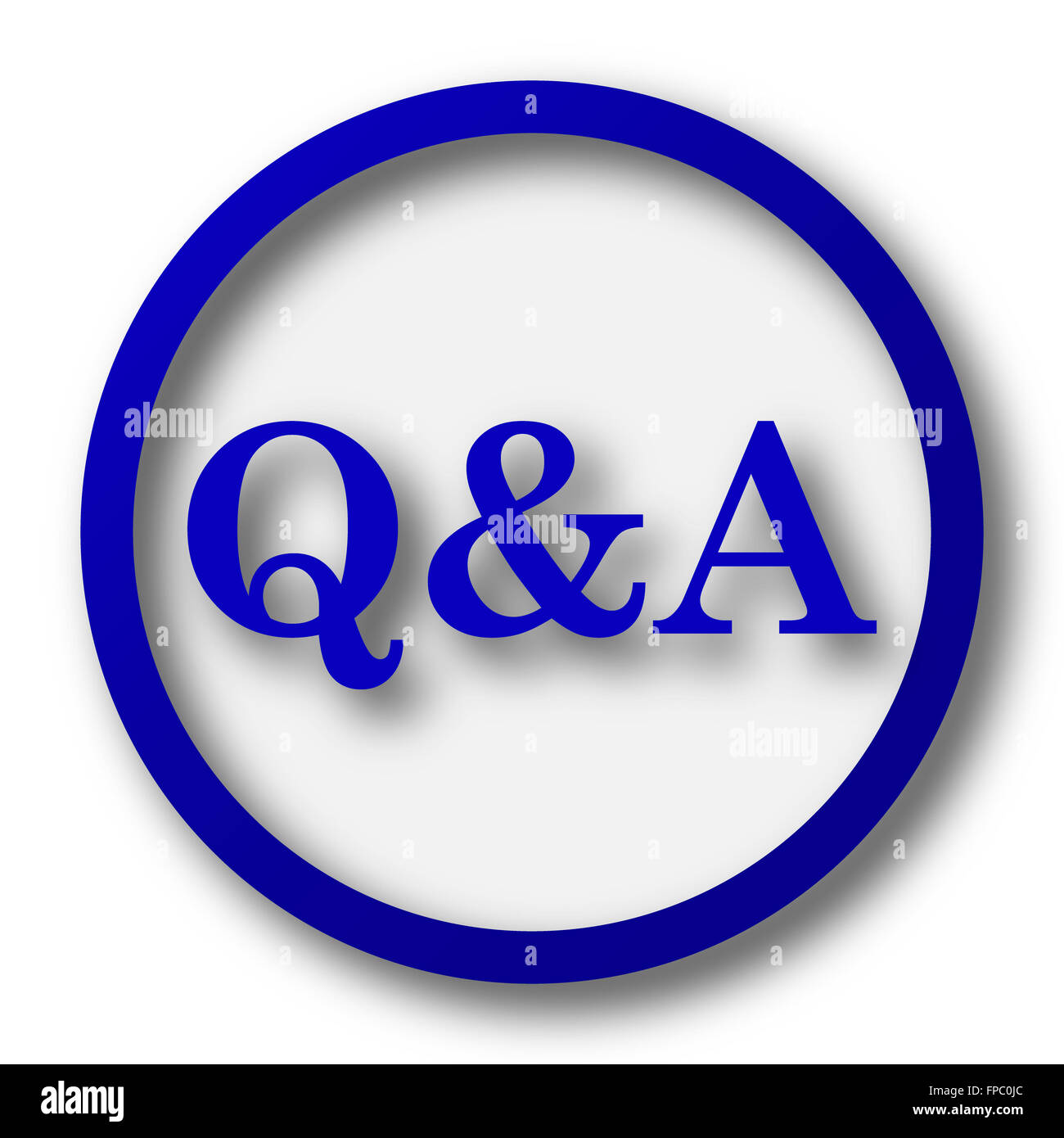Q&A icon. Blue internet button on white background Stock Photo - Alamy