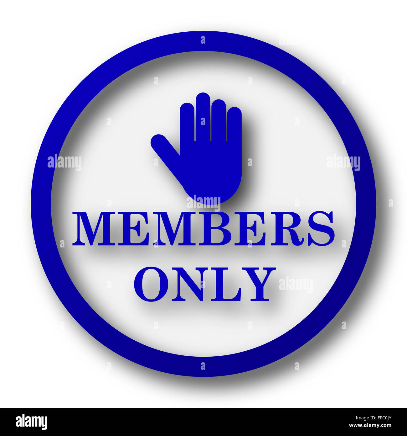 Members only icon. Blue internet button on white background Stock Photo ...