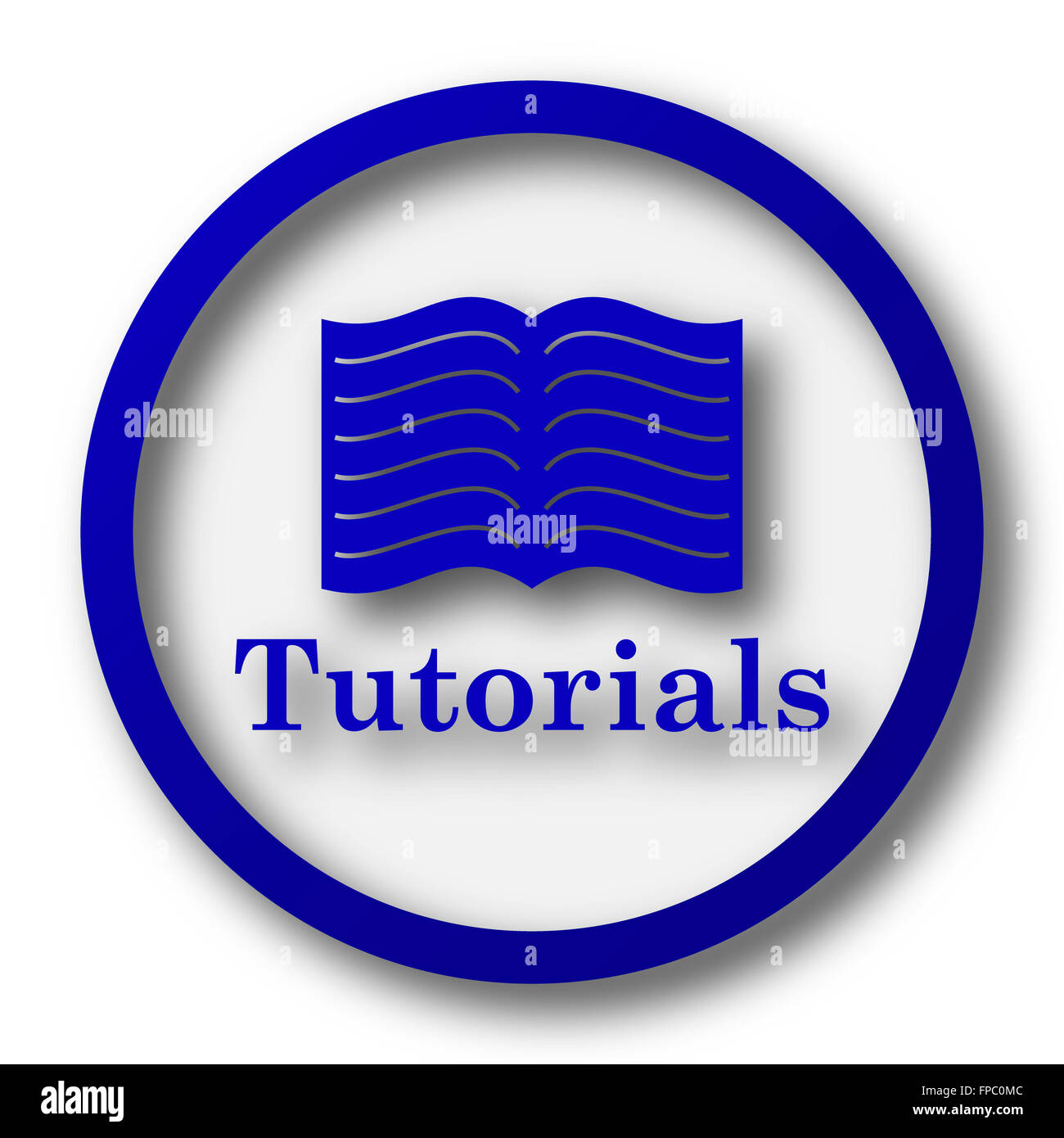 Tutorials icon. Blue internet button on white background Stock Photo ...
