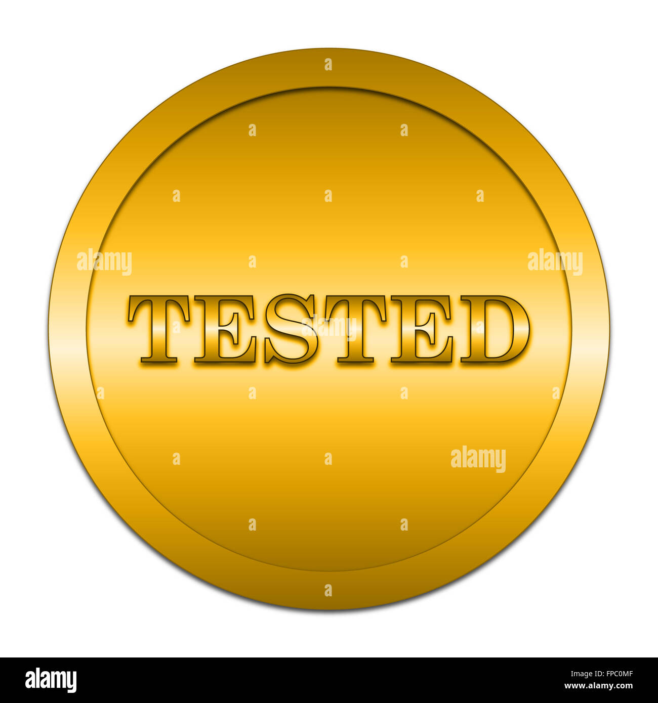 Tested icon. Internet button on white background Stock Photo - Alamy