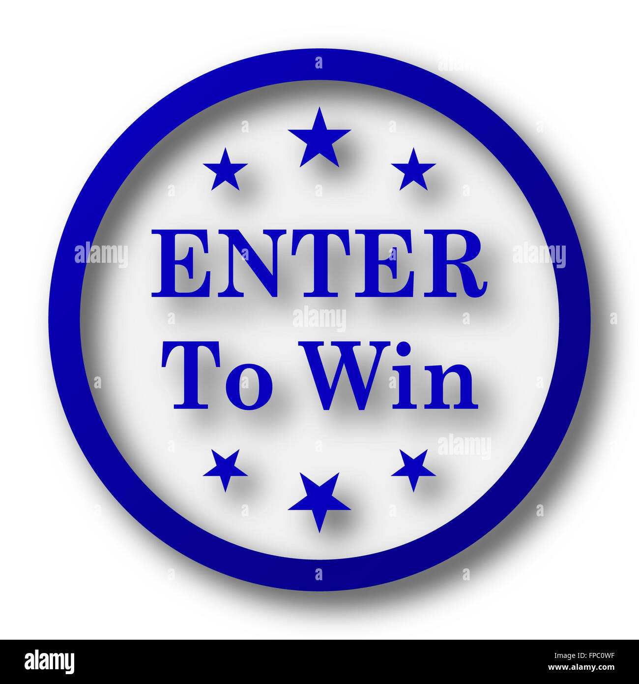 Enter to win icon. Blue internet button on white background Stock Photo ...