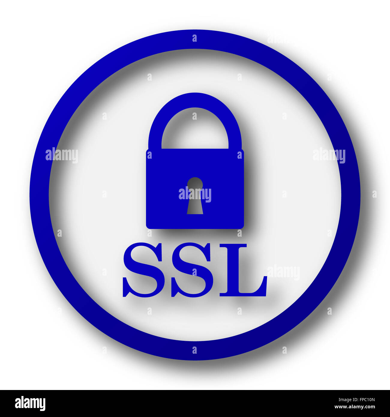 SSL icon. Blue internet button on white background Stock Photo - Alamy