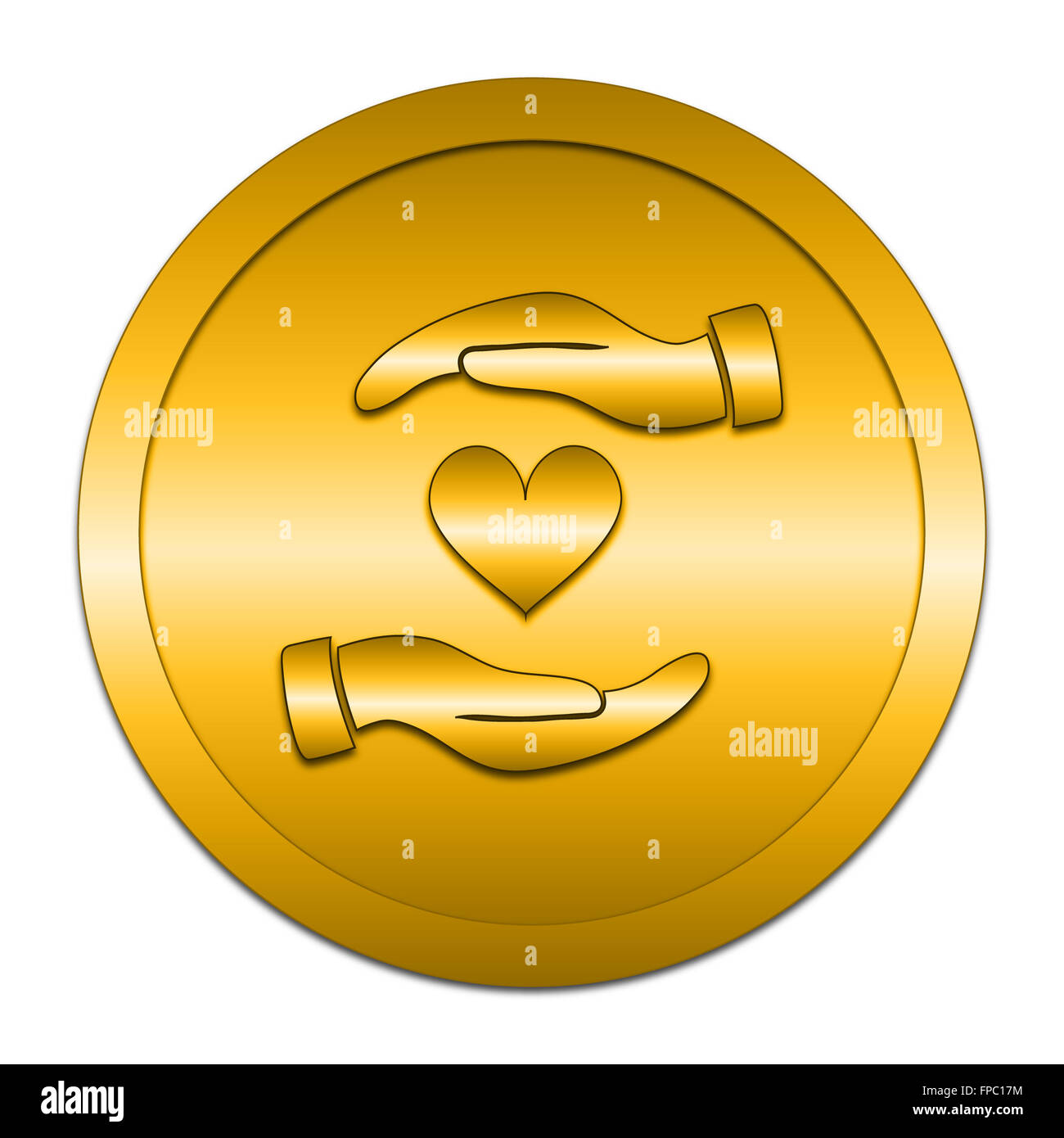 Hands holding heart icon. Internet button on white background Stock ...