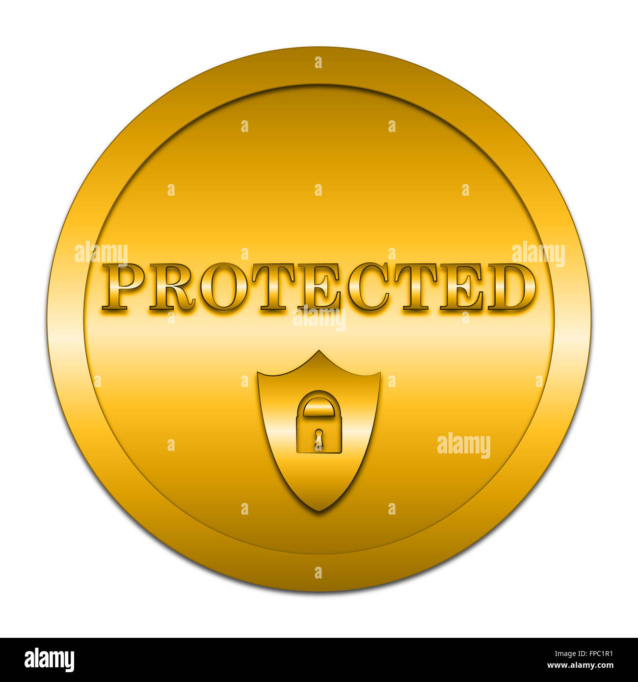 Protected icon. Internet button on white background Stock Photo - Alamy