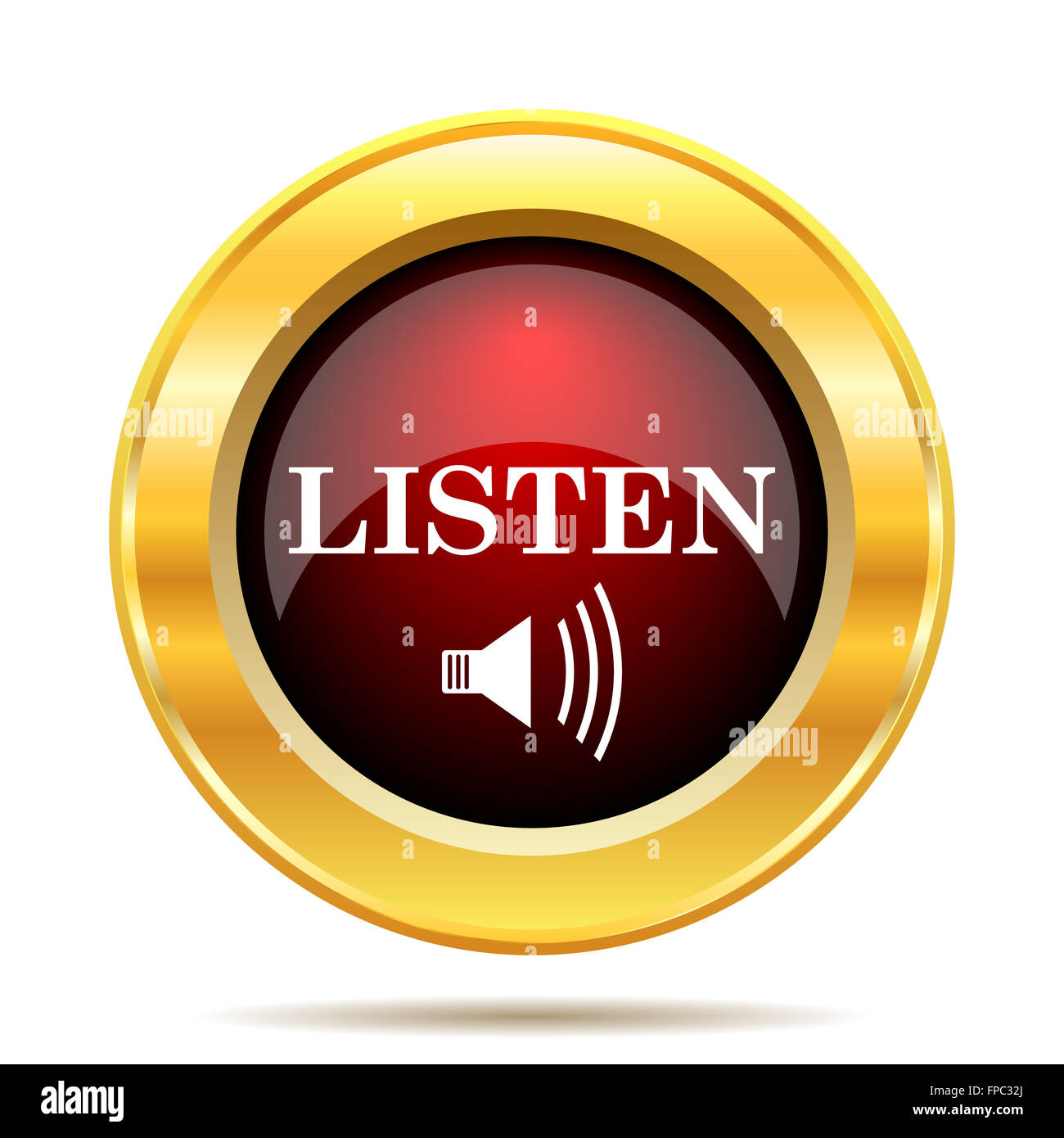 Listen icon. Internet button on white background Stock Photo - Alamy