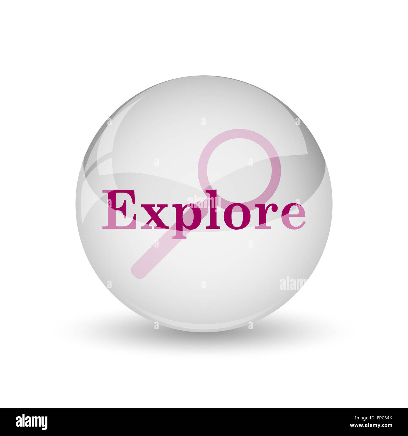 Explore icon. Internet button on white background Stock Photo - Alamy