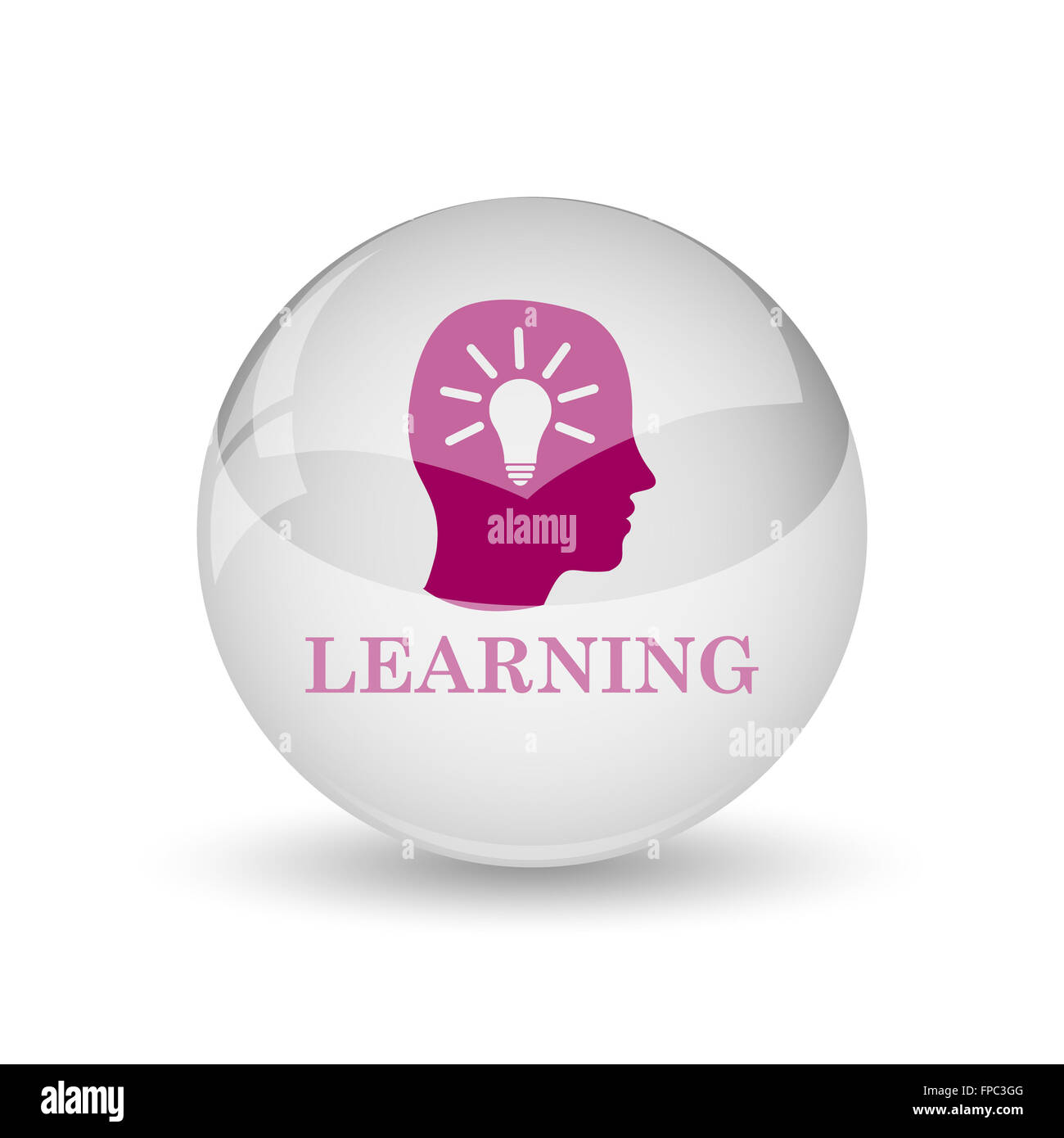 Learning icon. Internet button on white background Stock Photo - Alamy